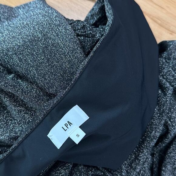 LPA Revolve Roksana Dress in Black Metallic Shimmer size Small - Picture 8 of 10